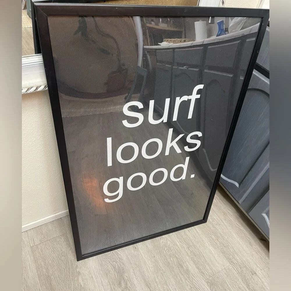 New Original Art Surf Looks Good Black and white Framed Poster Print 24x36”